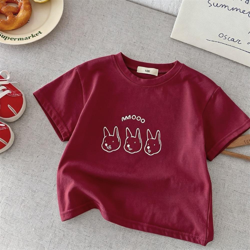 Children's Short Sleeve Tees Tops Summer Simple Fashion Versatile Kids T Shirts Round Collar Casual Printed Girls Boys T-shirt