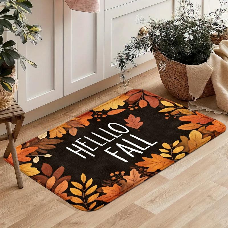 Halloween-style Pumpkin Head Pattern Door Welcome Mat, Bathroom Universal Small Rug, Easy To Take Care of Kitchen Floor Carpet
