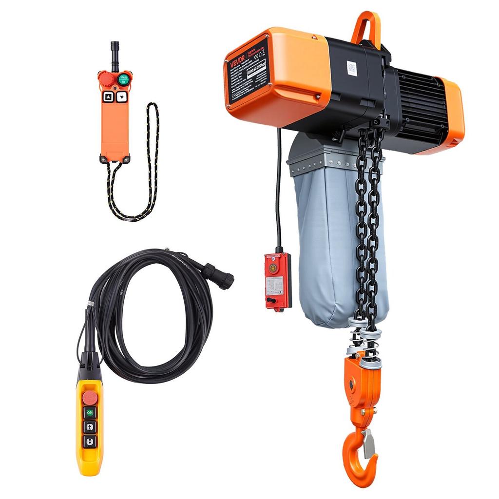 5000 Kg Electric Chain Hoist, 9.1 M Lifting Height, Three-Phase Overhead Crane with 100 M Wireless & 8.2 M Wired Remote Control, Double G100 Chain