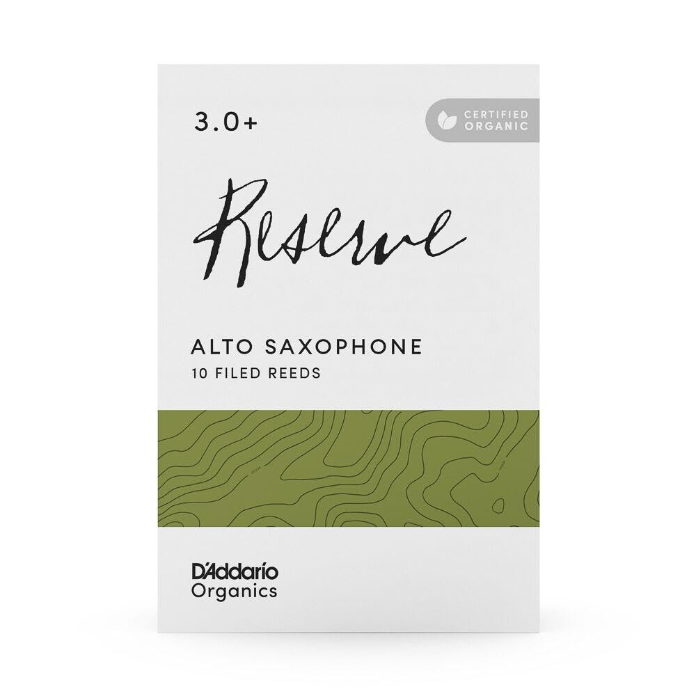 WoodWinds Reeds for Alto USDA Organic RESERVE ODJR10305 D'Addario D'Addario Saxophone, Certified, [Hardness 3.0+], 10-Pack