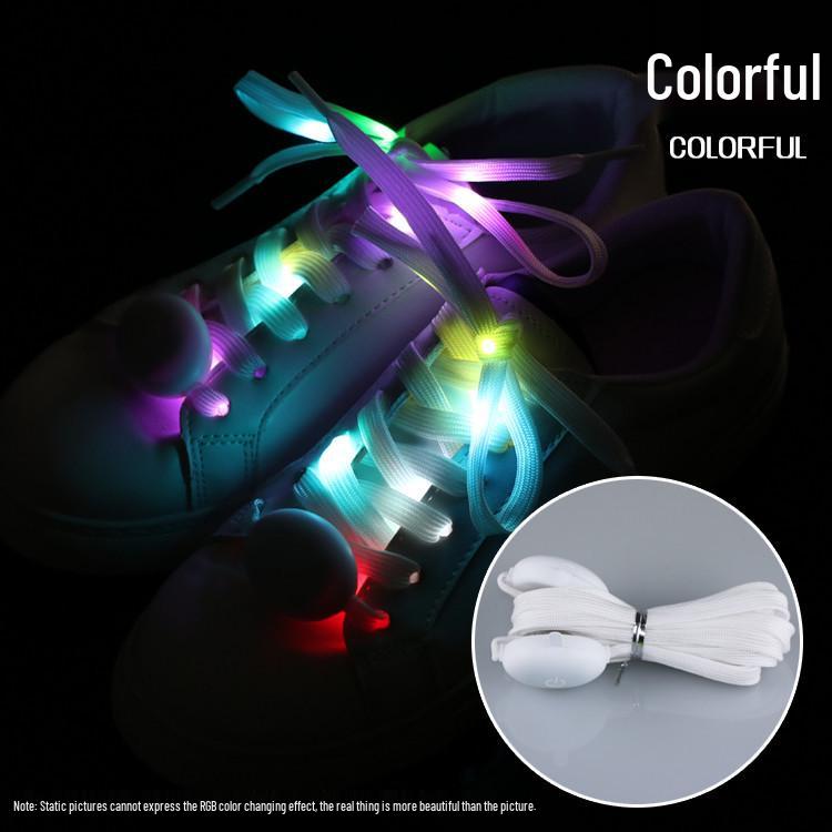 Eighth-Gen LED Light-Up Nylon Shoelaces with Seven-Color Beads for Outdoor Night Running & Cycling