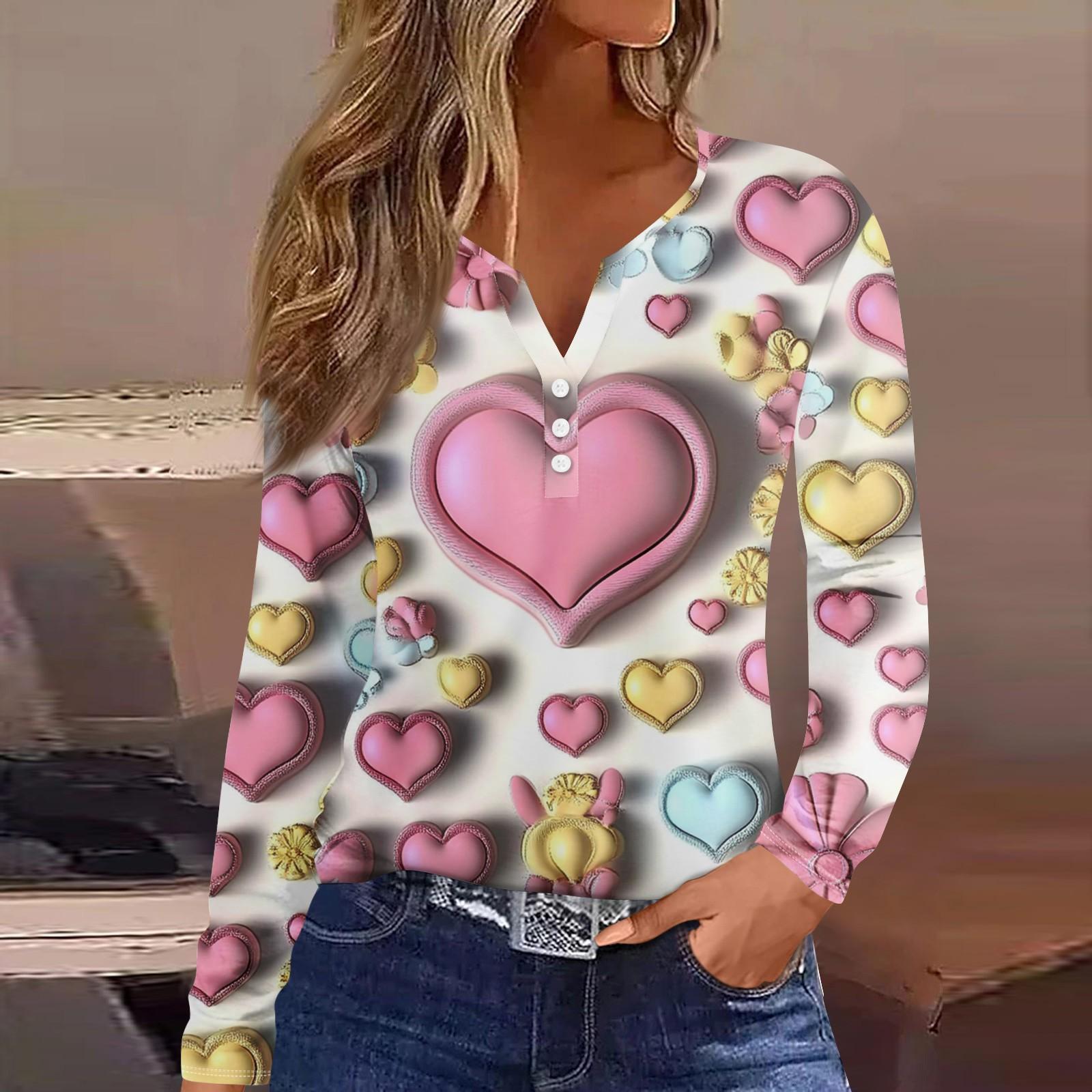 

Женская футболка с принтом на пуговицах, длинный рукав, повседневная мода на выходные, базовый топ с V-образным вырезом L чёрный