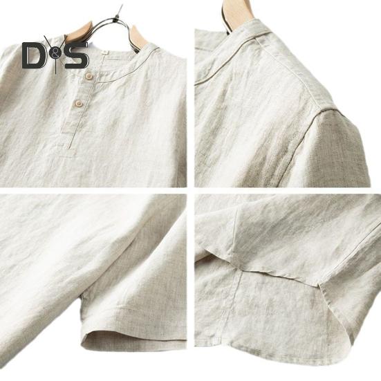 Muži Letní Košile Stojánek Límec Tenký Volný Krátké Rukávy Jednobarevné Tričko se zapínáním na knoflíky Střední délka Denní tričko pro školní kancelář Outdoor