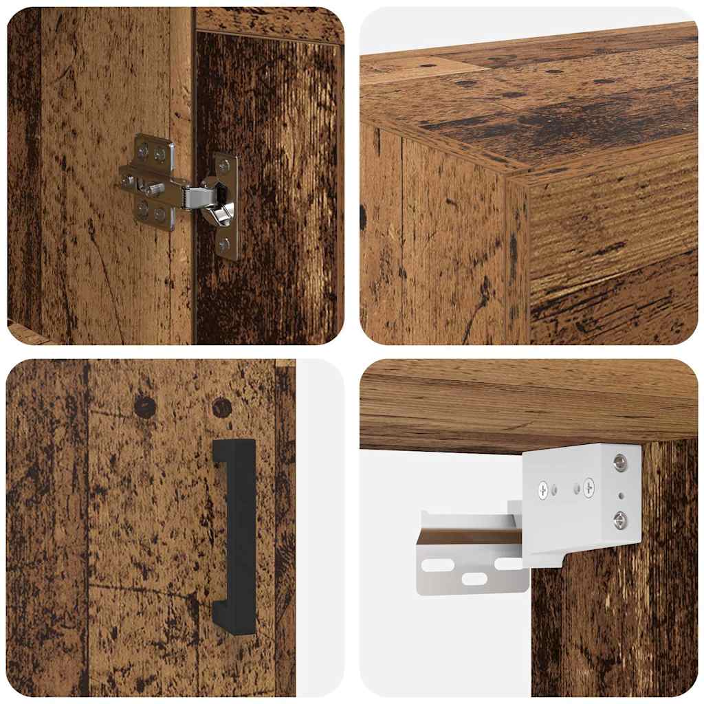 Wall Mounted Cabinet Set 2 Pcs Reclaimed Wood Look 69.5 X 34 X 90 Cm