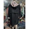 Fashion Trench Coat Women Autumn Winter Solid Color Casual Street Style Cardigan Long-sleeved Hooded Plaid