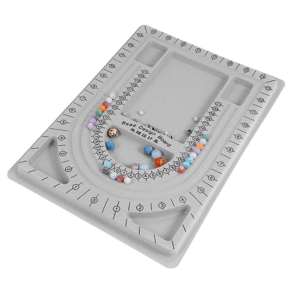Organizer Tray Resin DIY Necklace Tool Measuring Tool Gray Flocked Bead Board Jewelry Design Tool