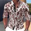 Men's Long Sleeved Shirt 3D Abstract Printing Standing Collar Button Up Shirt Fashion Street Designer Designs Men's Clothing