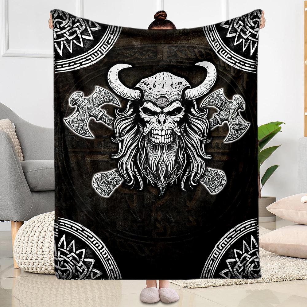 Viking Compass And Wolves Blankets Are Suitable for Living Rooms,making Them an Ideal Choice for Outdoor Travel and Gifts.