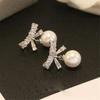Delicate Pearl Bow Stud Earrings for Women Girls 2025 New Small  Sterling Silver Earrings  Bijoux Cute Gifts