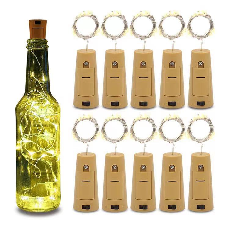 Solar Copper Wire Wine Bottle Fairy Lights - Battery-Powered Christmas Courtyard Decoration
