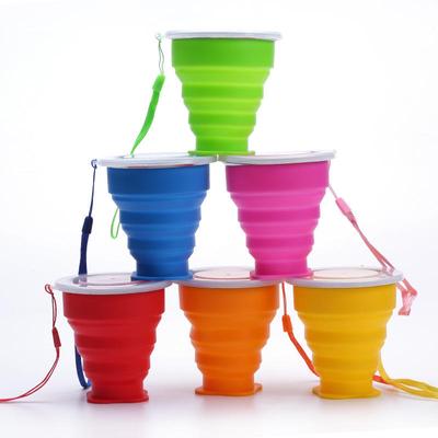 Outdoor Portable Silicone Retractable Folding Cup With Cover Coffee Handcup Camp Picnic Hiking Mini Water Glass Drinkware