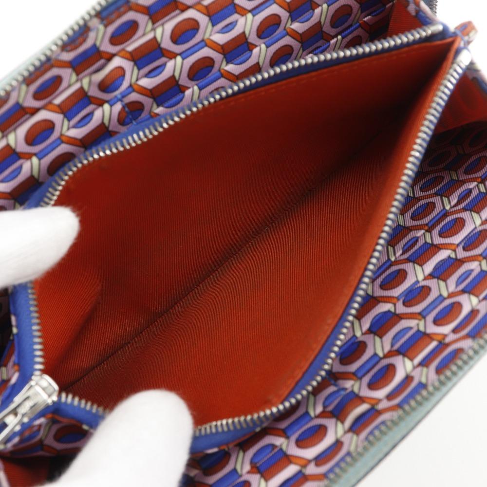 HERMES Azap Silk in Long Purse Blue Dunol light blue Epsom Women Used