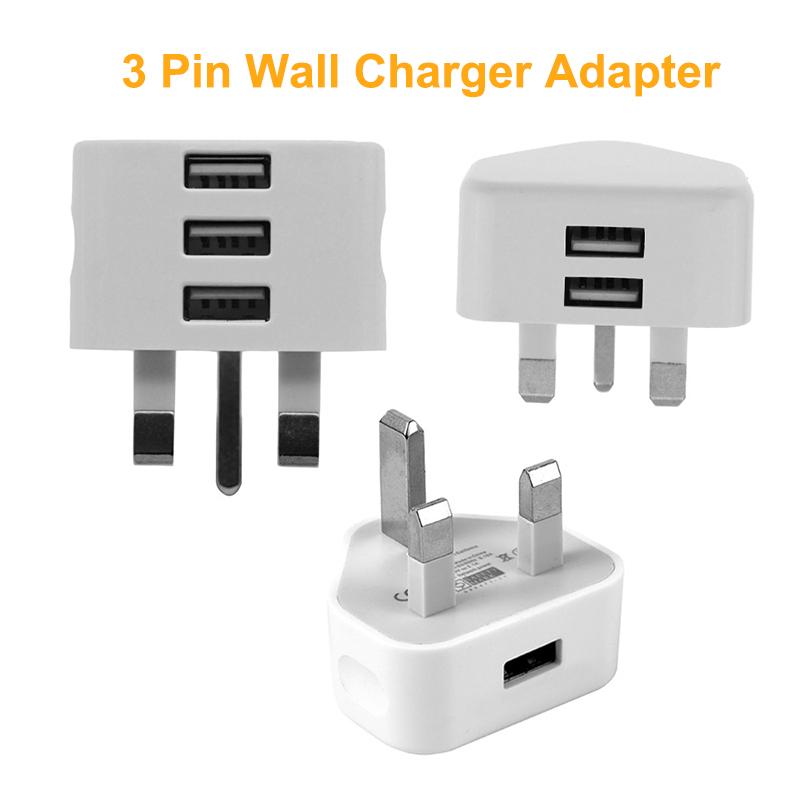 Universal Uk Wall Plug Power 3 Pin Adapter Charger With 1/2/3 Usb Ports Charging For Mobile Phone Tablets Portable Mini Wall Charger