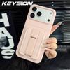 KEYSION Stoßfeste Handyhülle für iPhone 13 14 15 Pro Max 14 15 Plus Silikon+PC Kartensteckplatz Halter Tasche Ständer Rückseite