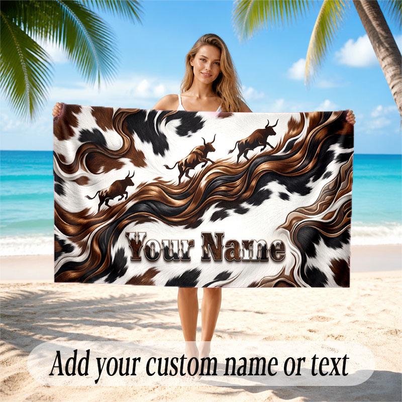 Abstract Personalized Theme Soft Beach Towel Personalized Custom Name Text Towel Portable for Beach Pool Travel
