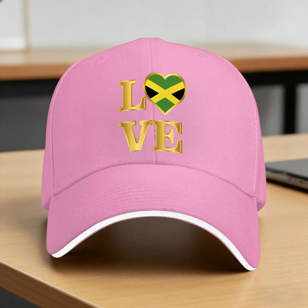 Love Jamaica Flag Design Golden Print Baseball Cap  Fashion Trucker Hat Summer Couple Women Outdoor Sport Baseball Caps