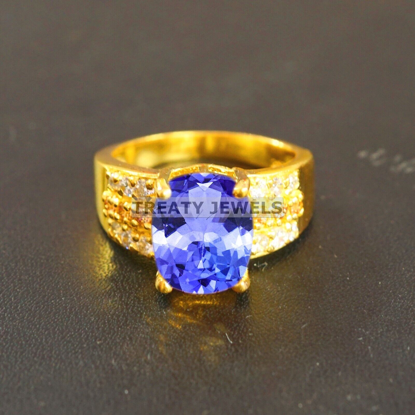 

Tanzanite Oval Cut With 925 Sterling Silver Gold Plated Ring For Men s #B662 JL375686570835 4-16 US золотий