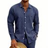 Men's Loose Fit Long Sleeve Shirt Linen Material Button Down Collar Casual Beachwear Comfortable Breathable Summer Shirt