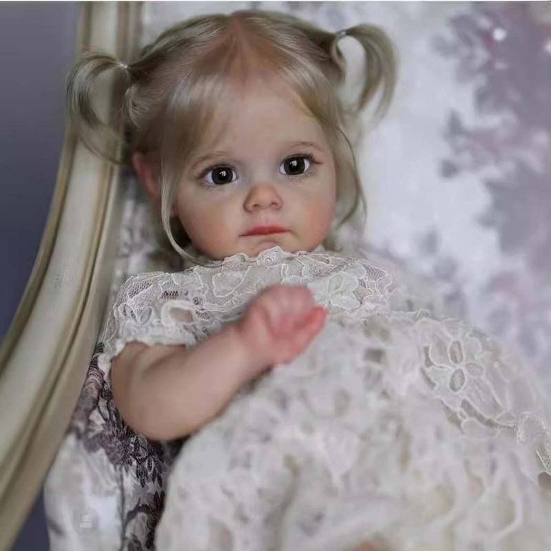 Realistic Silicones Baby Girl Doll 21inch with Flexible Joint for Kids Play Realistic Baby New Borns Asleep Toy Soft