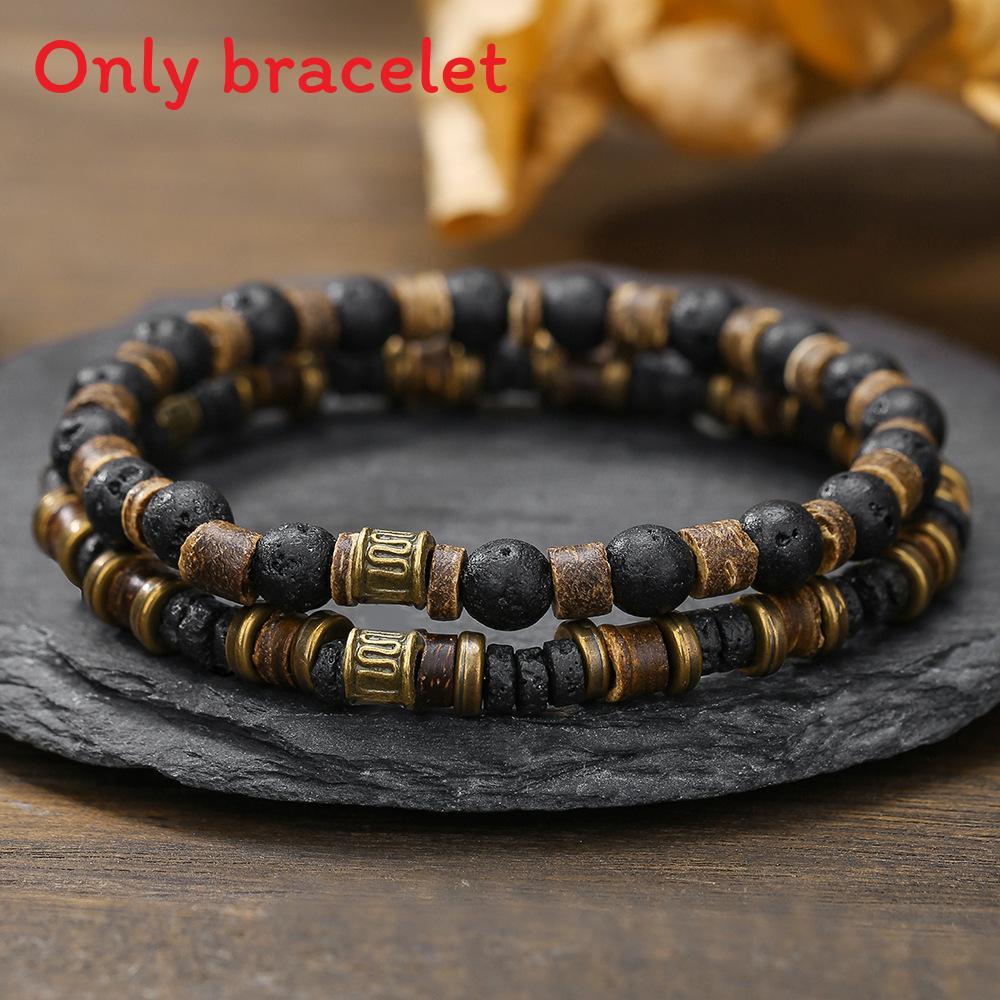 Handgefertigte Geometrische Kokosnussschalen-Perlenarmbänder für Männer und Frauen mit mehrlagigem Design