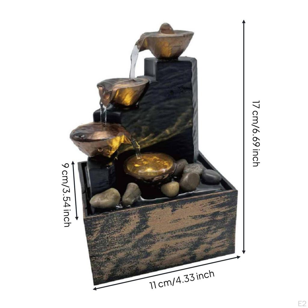 Tabletop Water Feature with Pebbles 4Tier USBPowered for Office, Living