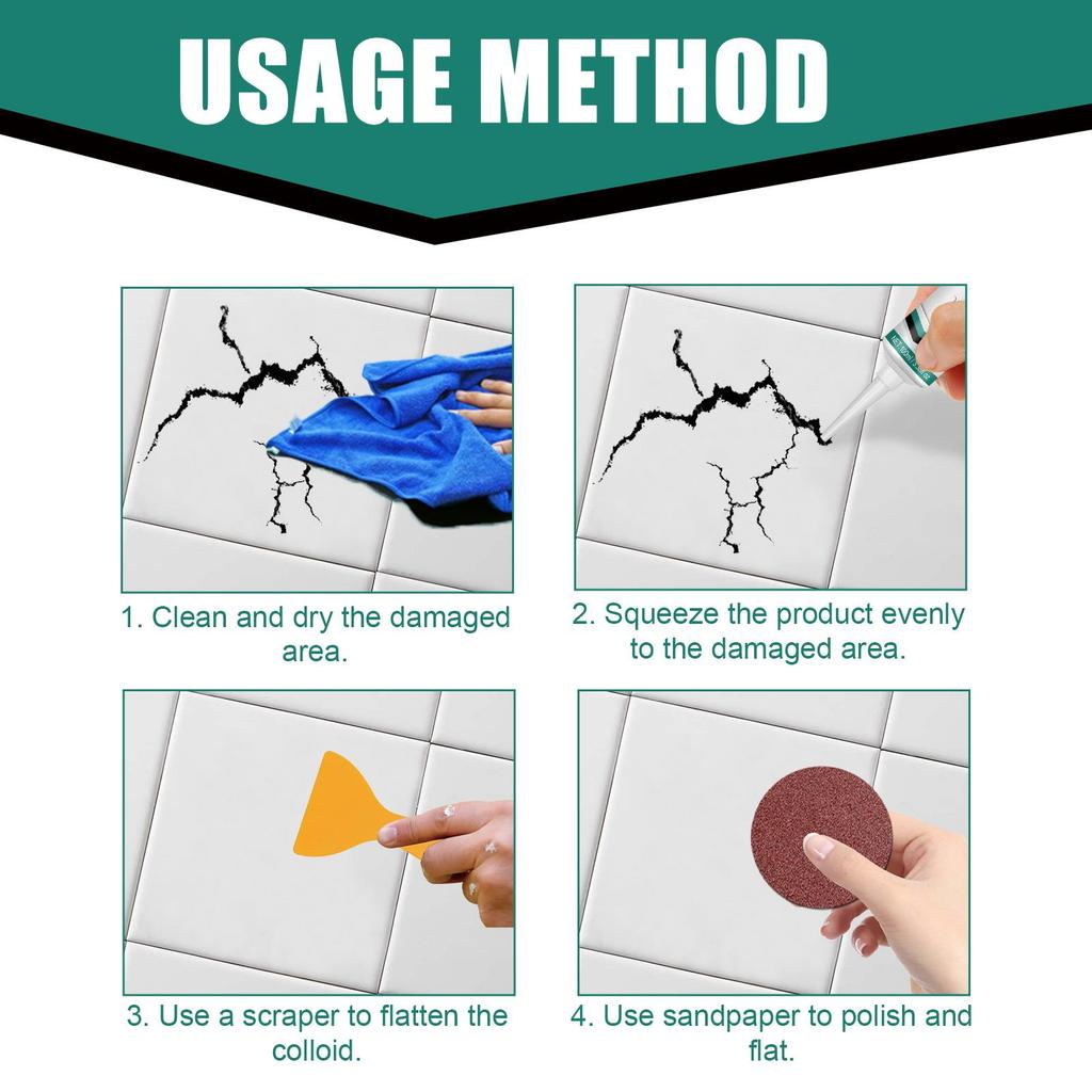 100ml Tile Repair Paste Crack Repair Tile Quick Dry Adhesive Marble Bathtub Furniture Toilet