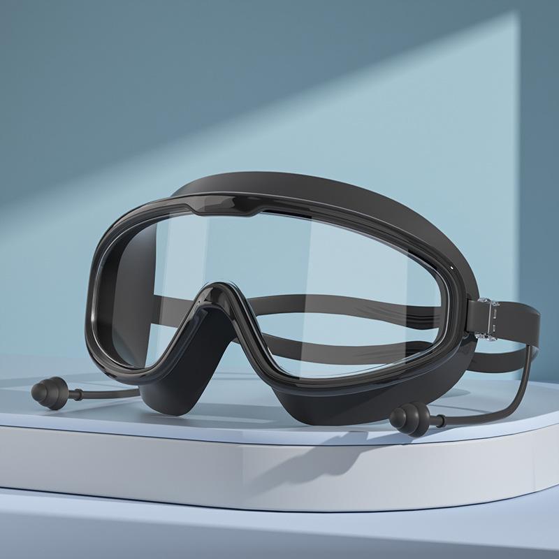 

Новые очки для плавания для взрослых, противотуманные очки для плавания с высоким разрешением, силиконовые беруши, регулируемые очки для плавания с большой оправой