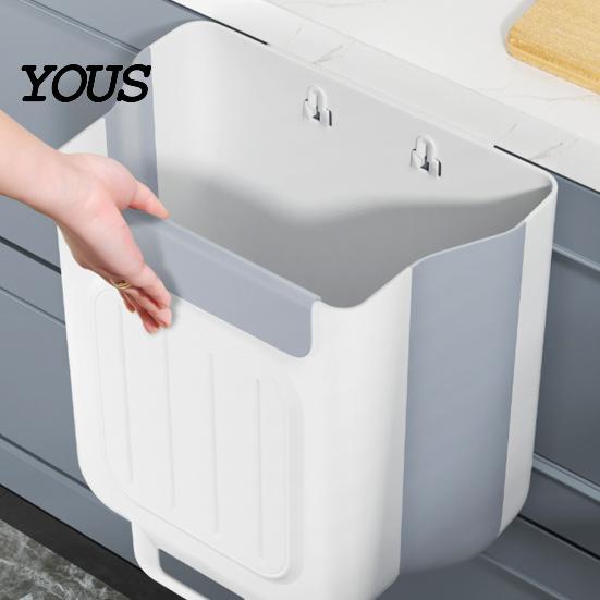 Wall Mounted Kitchen Bin Cabinet Trash Bin, Compact Hanging Garbage Can, Foldable Over The Door Space Saving Container for Bathroom Office And