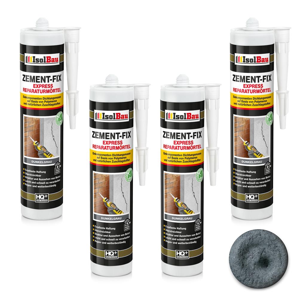 IsolBau Zement-Fix Repair and Sealing Mortar Dark Gray 4 x 300ml