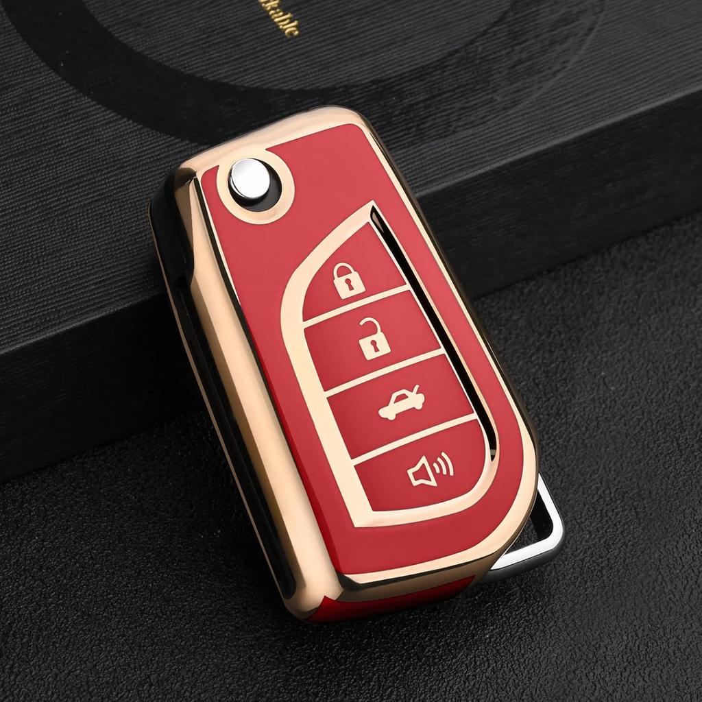 ELOHEI Key Fob Cover for Toyota: Premium Soft TPU Full Protection Case Compatible with 2018-2022 Corolla, Camry, RAV4