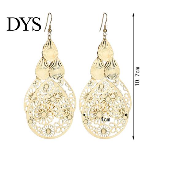 Hängende Ohrringe 1 Paar Haken Übertrieben Retro Geometrisch Elegant Hohl Hängende Blumen Wassertropfen Anhänger Damen Mode Schmuck Damen