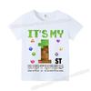 Miner Crafting Number T-shirt Pixels 1-9 Birthday Party Supplies Short Sleeve Tee Boys Girls Summer Clothing Simple Base Tshirt