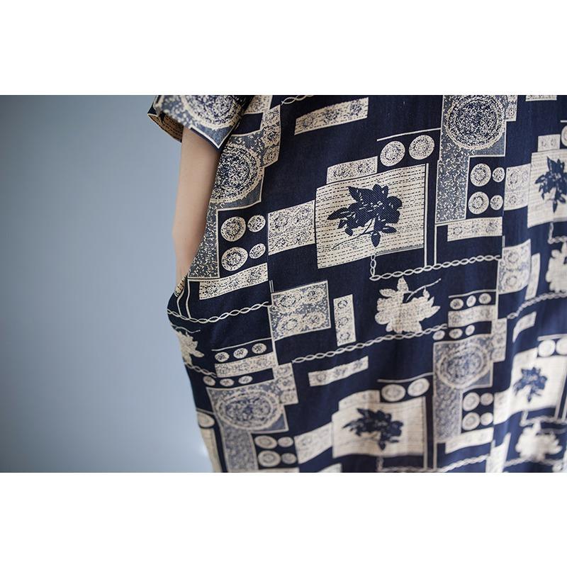 DIMANAF 2025 New Plus Size Summer Dress Women Vintage Printing Loose Casual Dress Long Soft Linen Dress Maxi