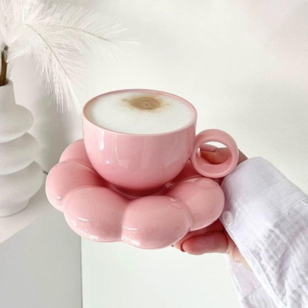 

Pink Tea Cups Flower Shape Breakfast Mugs Fashion Milk Cup Home жовтий