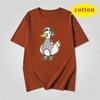 American Retro Trendy Duck Tshirt With Quirky Cartoon Print Loose Casual Short Sleeved Cotton Top