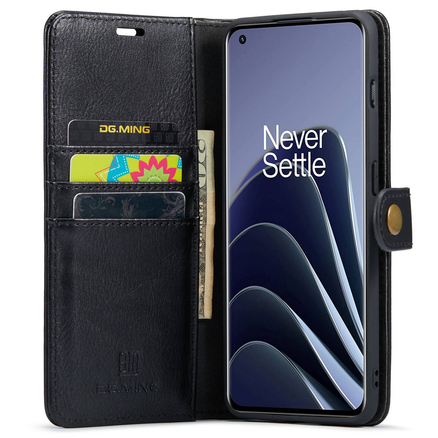 

DG.MING Split Leather Phone Case for OnePlus 10 Pro 5G,Shockproof Detachable Cell Phone Cover with Wallet Stand Brown