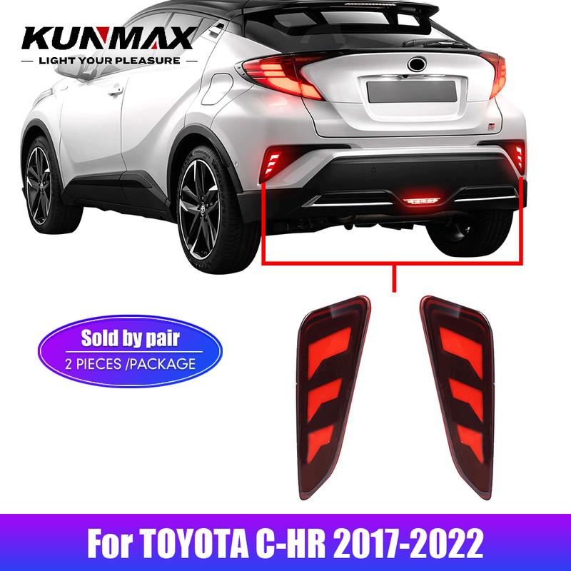 For TOYOTA C-HR 2017 2018 2019 2020 2021 2022 Car Rear Bumper Lamps Rear Reflector Lights DRL Brake Stop Lamp Accessories 2pcs