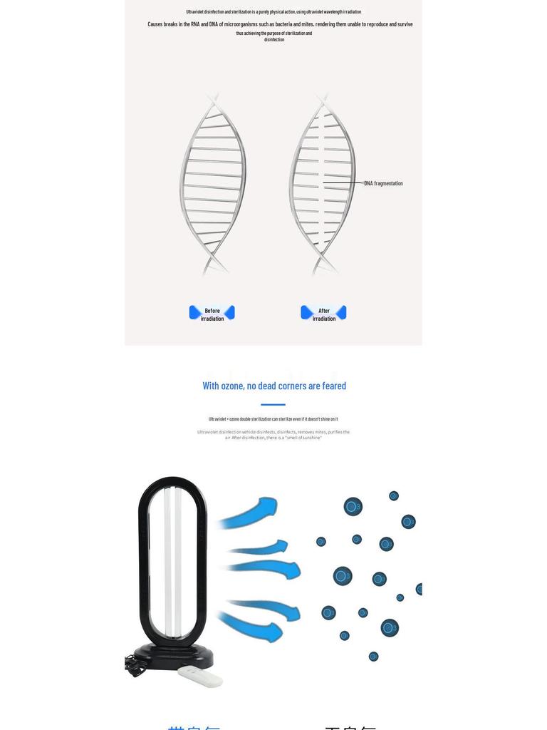 UV Sterilization Table Lamp with Ozone for Air Purification and Odor Elimination In Living Rooms