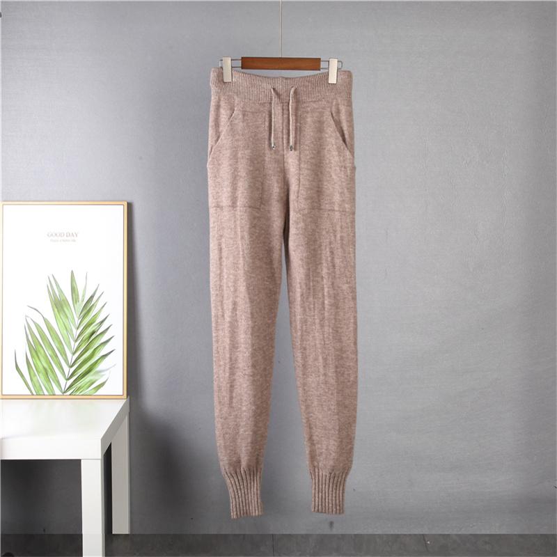 Hirsionsan Ležérní měkká pletená souprava Dámské 2021 Podzim Zima Svetr & Mrkvové kalhoty 2 kusy Dámský outfit Tepláky Haremové kalhoty