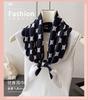 French big wave dot simulation silk printing square scarf shawl scarf high-end neck small square scarf headscarf silk scarf