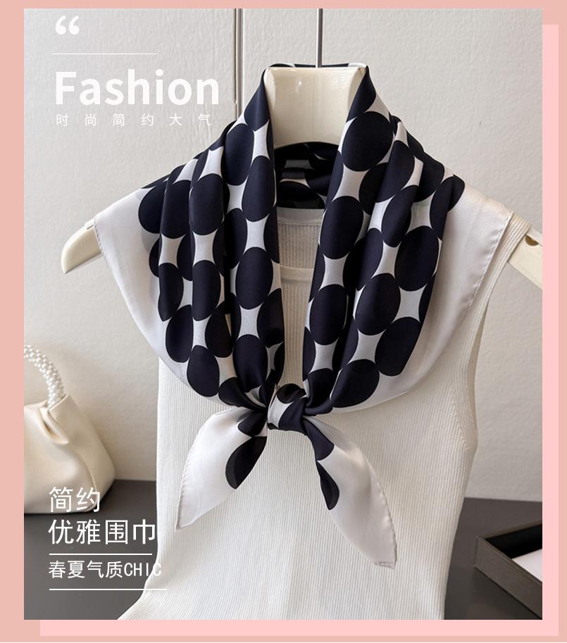 French big wave dot simulation silk printing square scarf shawl scarf high-end neck small square scarf headscarf silk scarf
