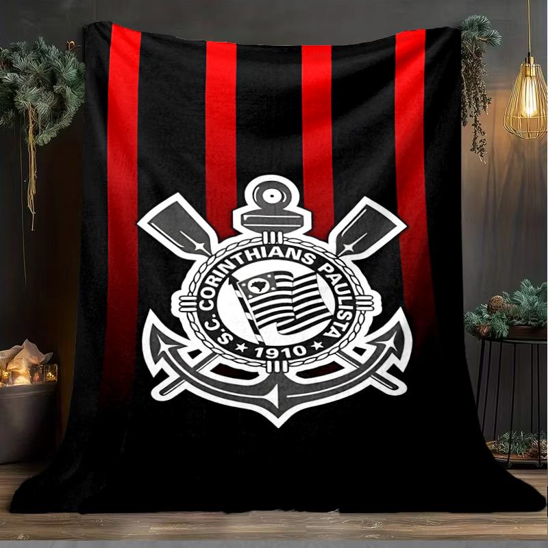 1PC Sport Club Football Crest Printed Soft Flannel Blanket Throw for Adult Bedroom Living Room Sofa Camping Travel Fan Gifts Christmas Gifts