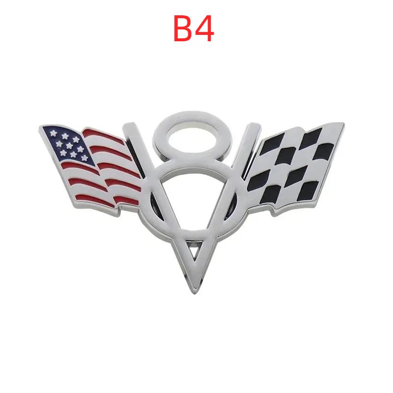 Chrome American Flag V8 V 8 Italy UK Germany US National Flag for Fender Trunk Rear Bonnet Nameplate Decal Emblem Badge Sticker