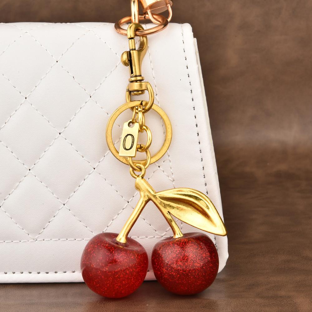 Cherry Keychain Pendant With Zinc Alloy Electroplated Finish For Fashion Accessories