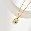 Ladies Temperament Wind Clavicle Chain 18K Gold Stainless Steel Shiny Zircon Geometric Pendant Necklace Pn-2187