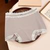 Ladies Spring and Autumn Lace Cotton Extended Crotch 10A Antibacterial Mid Waist Flat Angle Briefs