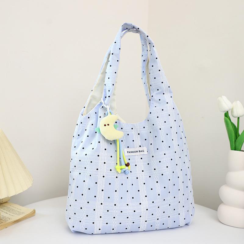 Summer large-capacity polka dot canvas messenger bag niche daily commute underarm shoulder tote bag women's new model