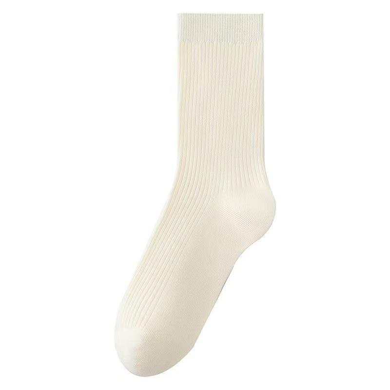 

Zhuji Women s Mid-Calf Pure Cotton Striped Socks - Casual, Versatile, Loosely Stacked White Long Socks for Spring and Autumn. Size 35-39 брудно-білий