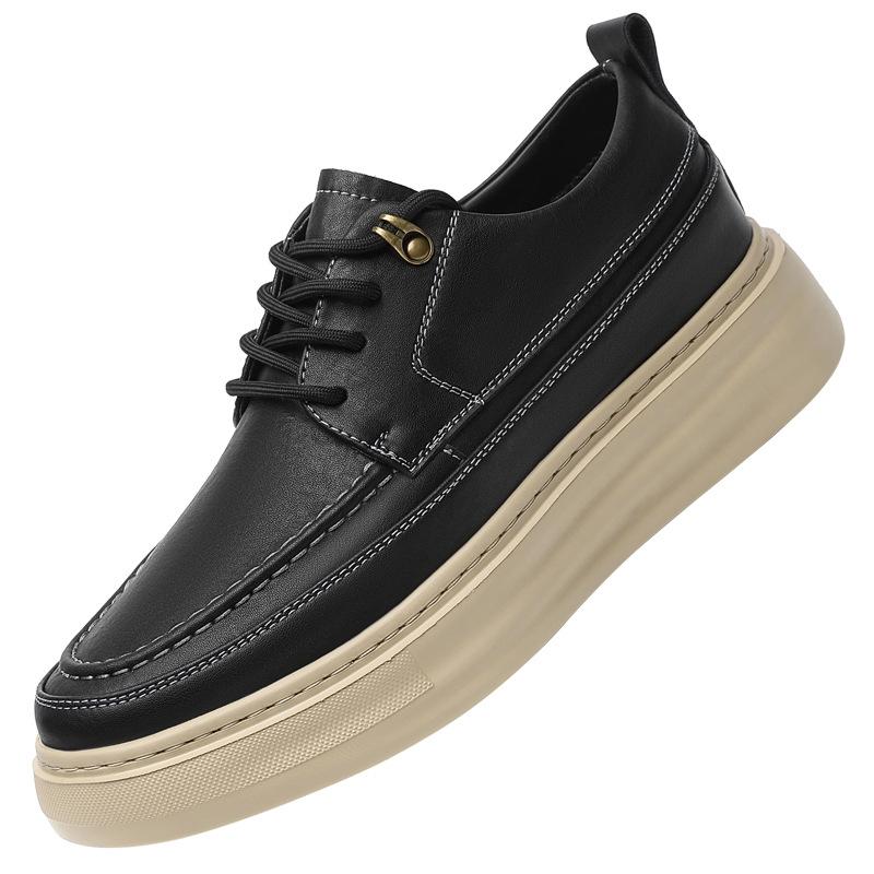 Inner heightening tooling shoes men's 8cm2025 new leather breathable casual leather shoes thick-soled heightening board shoes men's shoes