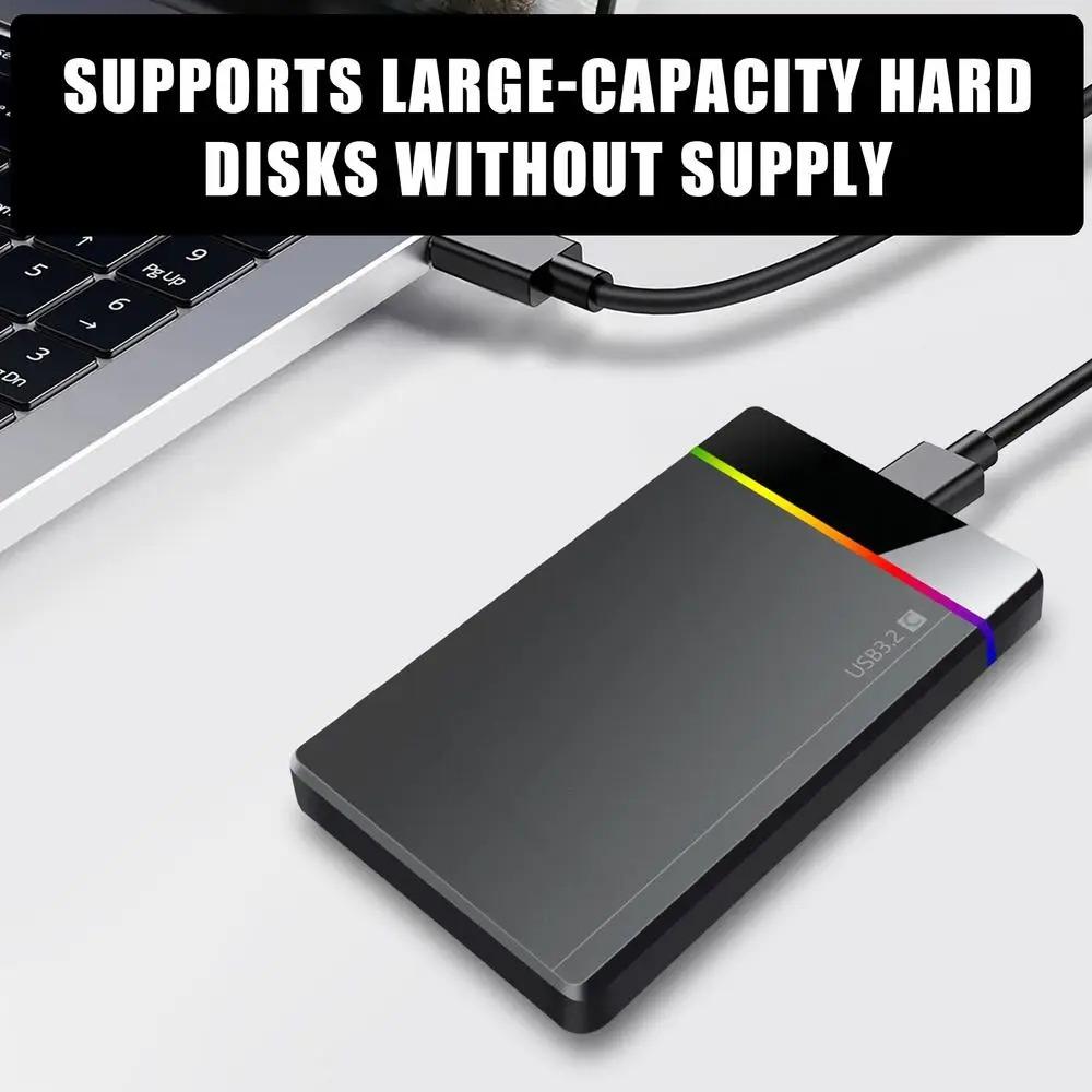 2,5palcový Beznástrojový RGB Mobilní Box na Pevný Disk USB 3.2 5Gbps Notebook Pevný Disk SSD HDD Kryt Typ C 3.1